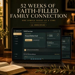 Family Devotional 52 Week Curriculum Browser App, Christian Bible Study for Kids Teens & Parents
