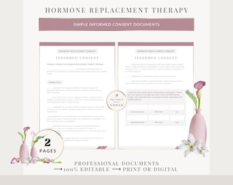 Formulário de Consentimento Simples para Terapia de Reposição Hormonal, Modelo Médico para Pacientes de TRH, Edite no Canva