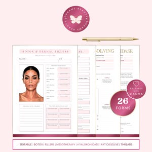 Aesthetics Nurse Injector Forms Bundle | Botox, Fillers, Mesotherapy (Canva Editable)