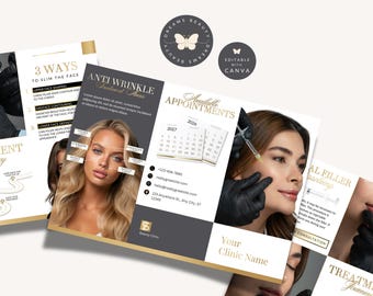 Sjabloon driebladige folder Esthetiek, schoonheidssalon, Medspa (bewerkbaar canvas)