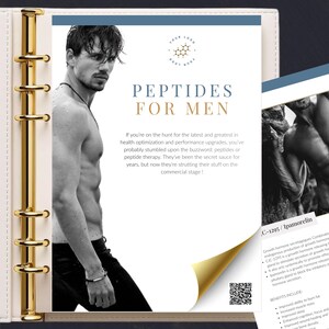 Folleto informativo para pacientes sobre la terapia con péptidos para hombres / Péptidos para varones (Plantilla editable de Canva)