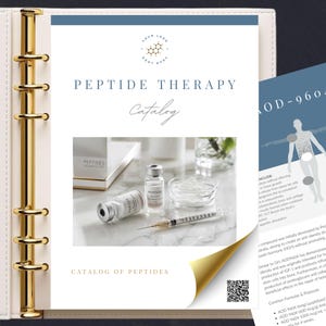 Catalogue de formules de thérapie peptidique, livret de posologie, modèle Canva modifiable (PDF)