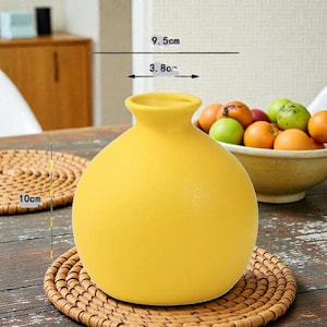 Jarrón de cerámica amarillo moderno para flores, maceta hidropónica, elemento decorativo de mesa para el hogar.
