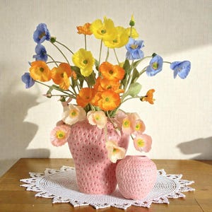 Ceramiczny wazon truskawkowy, słodka doniczka na owoce, dekoracja do domu w stylu kreskówkowym Kawaii