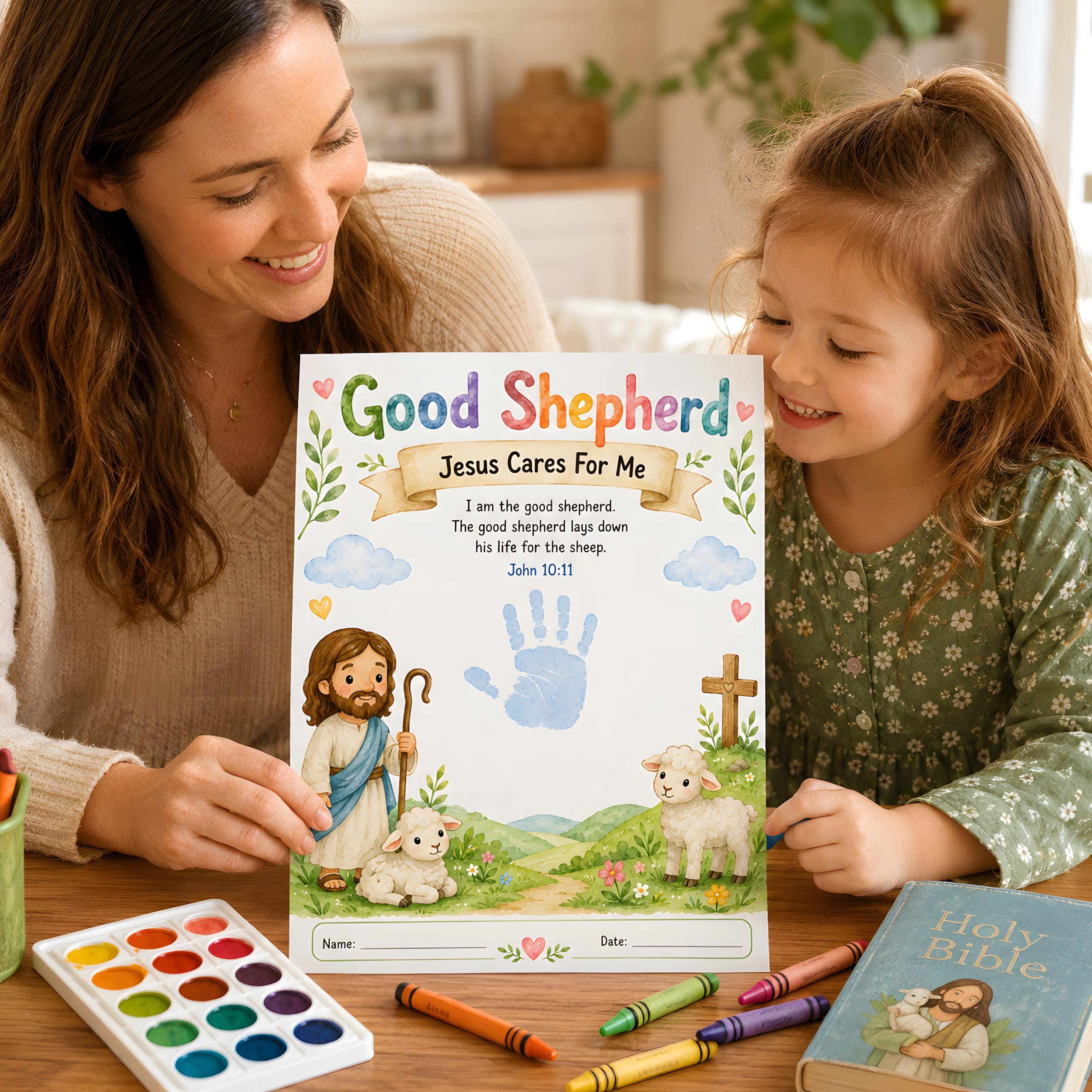 Good Shepherd Handprint Craft Printable, John 10:11 Bible Verse Craft ...