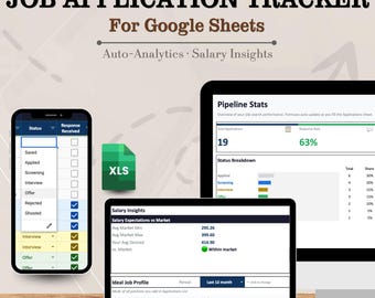 Bewerbung Tracker Google Sheets | Salary Einblicke, fliessende Raffinessen (Digitaler Download)