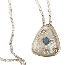 Boudicca Triangle Shield Necklace, Small Gemstone Silver Pendant