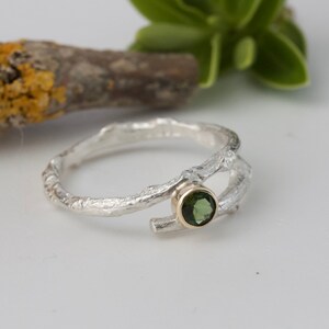 Green Tourmaline Woodland Twig Ring, Alternative Engagement Ring image 7