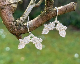Silver Elven Blossom Sprig Earrings