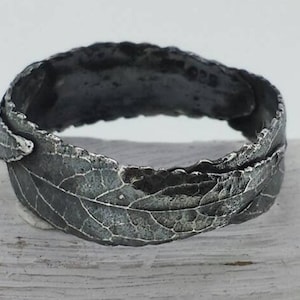 Oxidized Sterling Silver Leaf Ring: Rustic Thumb Ring