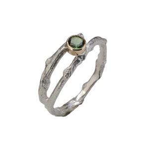 Green Tourmaline Woodland Twig Ring, Alternative Engagement Ring image 3