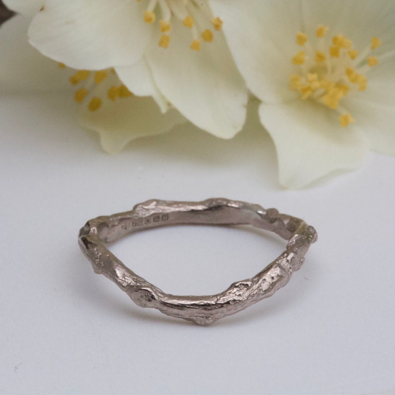 Twig Engagement Ring Set, 18ct White Gold and Diamond Rings, alternative handmade engagement ring, elvish rings image 8