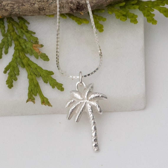 Sterling Silver Palm Tree Necklace Tropical - Silver Palm Tree Pendant