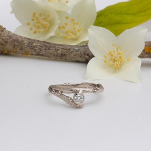 Twig Engagement Ring Set, 18ct White Gold and Diamond Rings, alternative handmade engagement ring, elvish rings image 4