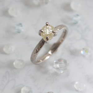 18ct Gold Rough Uncut Diamond Ring, Raw Diamond Gold Engagement Ring image 4