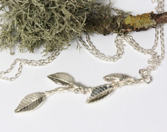Silver Laurel Leaf Pendant, Silver Nature Leaf Necklace