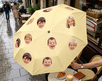 Paraguas personalizado con foto, paraguas con cara personalizada, apertura y cierre automáticos, paraguas con imagen personalizada, paraguas con protección UV, divertido regalo para el mejor amigo