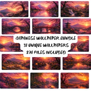 Sakura & Fuji Collection 30 Wallpapers - 270 Files for Windows and Mac Users - Digitaler Download - Japanese Wallpapers - 5K 4K Full HD