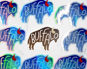 Buffalo NY Sticker – Classic Brown Buffalo or Holographic Bills-Inspired