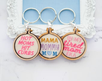 Embroidered Mom Keychains