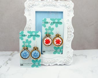 Mini Embroidered Daisy Earrings