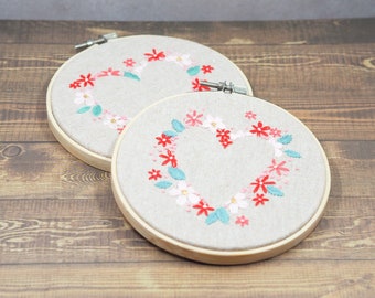 Daisy Heart Embroidery Hoop