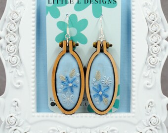 Floral Embroidery Hoop Earrings