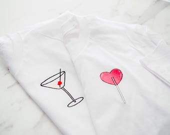 Embroidered Heart Shirts / Valentines Day T shirts