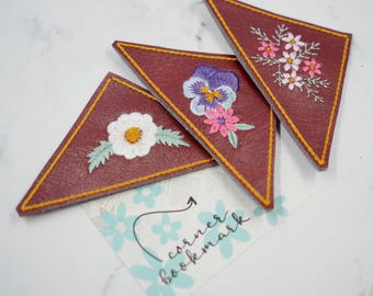 Floral Embroidered Corner Bookmark