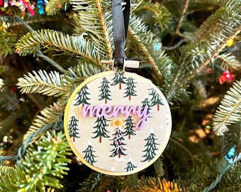 Christmas Ornament with 3D text - Merry (purple)