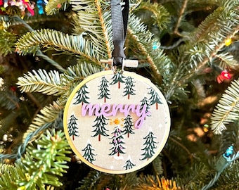 Christmas Ornament with 3D text - Merry (purple)