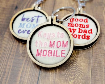 NEW Embroidered Mom Keychains