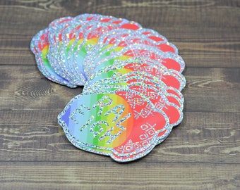 DISCONTINUED STYLE: Rainbow Glitter Raleigh Acorn vinyl Sticker