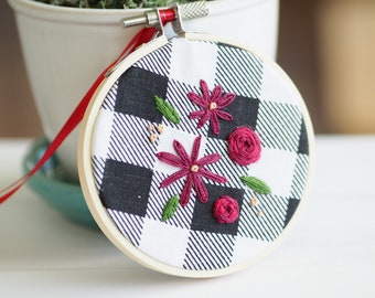 Embroidered Floral Christmas Ornament