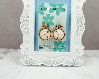 Light Pink Flower Embroidered Earrings