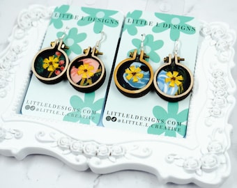Floral Embroidered Earrings