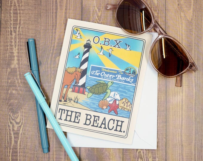 Featured listing image: OBX Greeting Card – Outer Banks Illustrated Card