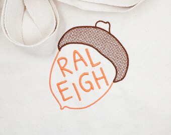 Embroidered Raleigh Canvas Tote Bag