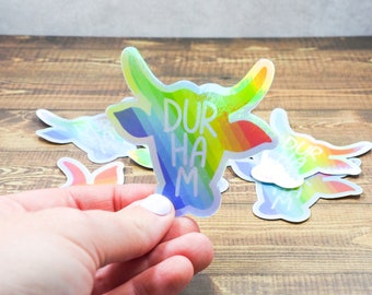 Durham Bull HOLOGRAPHIC rainbow vinyl Sticker