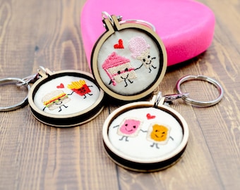 Embroidered Food Love Keychains