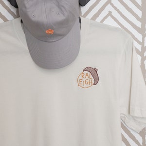 Raleigh Embroidered T-shirt: Acorn City of Oaks Tee