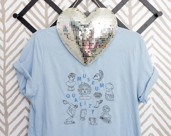 Museum Quality Tee – Art History Shirt with Classical Statues & Sculptures, Unisex Soft Blue Graphic Tee