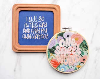 Dave Matthews Band Embroidery – “One Sweet World” & “I Will Go” Lyric Hoops, Hand-Stitched Music Wall Art for Fans