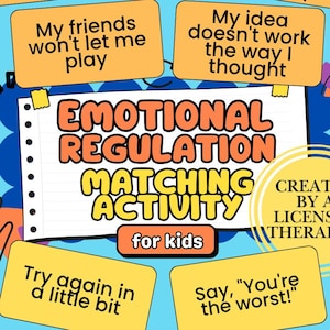 Emotional Regulation Activity for Kids; Coping Skills Matching Game; Therapy Resource; Feelings, Scenarios & Responses for Impulse Control