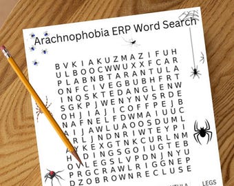 Arachnophobia ERP Word Search | Exposure Therapy Activity for Fear of Spiders
