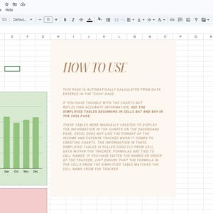 K&ouml;nnte beinhalten: Eine digitale Tabellenkalkulation mit dem Titel Therapist Business Dashboard f&uuml;r 2026, die eine Finanz&uuml;bersichtstabelle, ein gr&uuml;nes Balkendiagramm f&uuml;r das Bruttoeinkommen pro Monat und ein Textfeld mit Anweisungen unter dem Titel HOW TO USE enth&auml;lt.