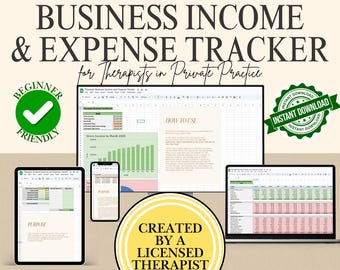 Therapeut BusinessFinanceTracker | Tabelle für das Budget der privaten Praxis | Einnahmen & Ausgaben Tracker | Excel, Google Sheets Kompatibel