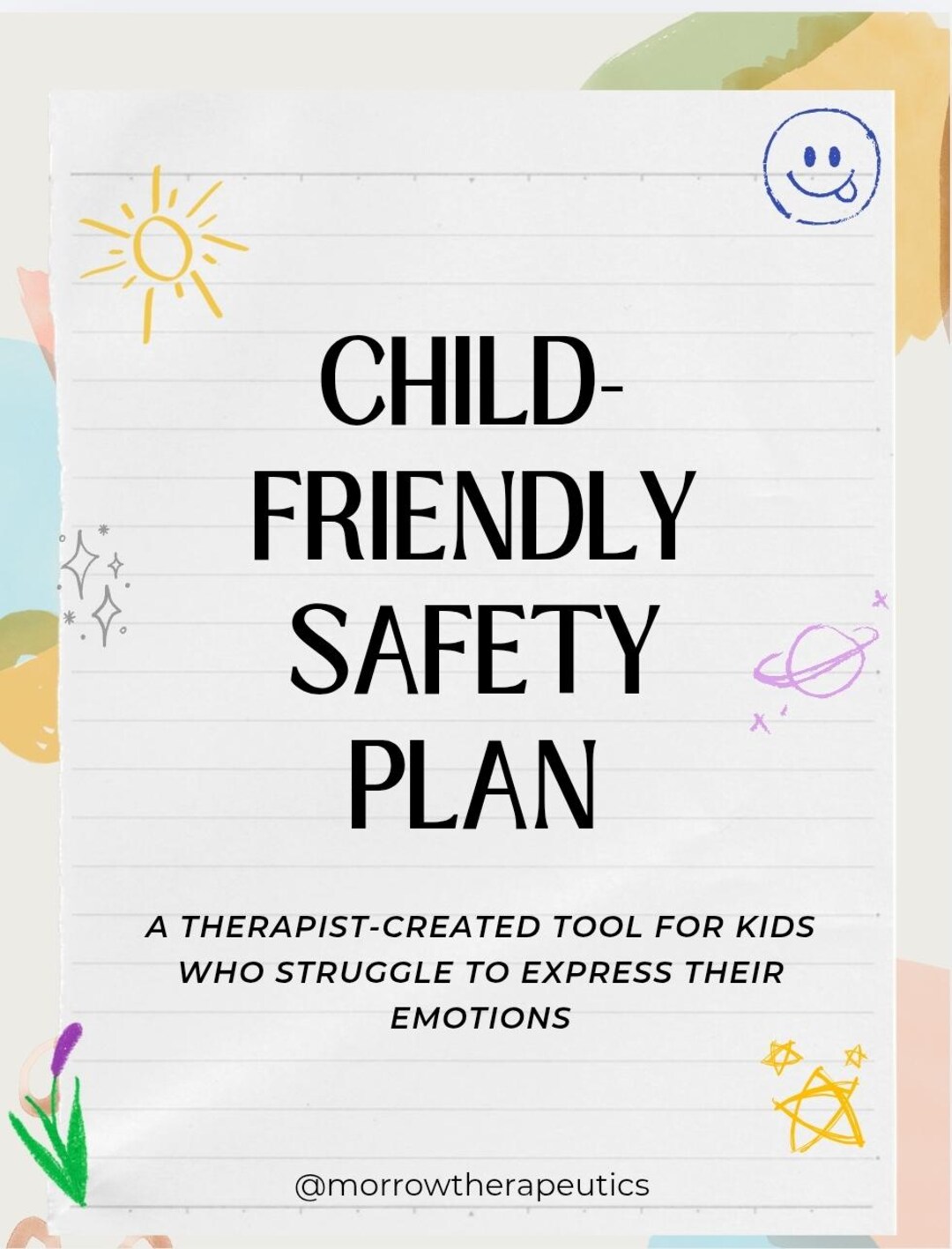 Child Friendly Safety Plan, Kids Safety Plan Worksheet, Suicide ...