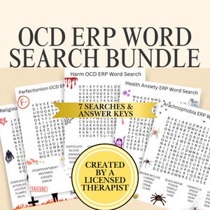 OCD ERP-ordsökningspaket | Arbetsblad för exponeringsterapi | Tolerans mot ångest, fobier och påträngande tankar | OCD-resurs