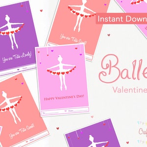 Ballet Printable Valentines PDF - Pointe Shoes - Ballet - Dance - Valentine&#39;s Day